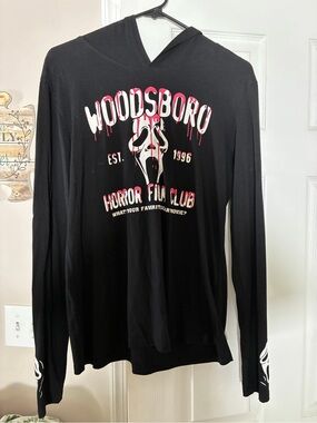 Woodsboro Horror Film Club Black Graphic Hoodie Shirt